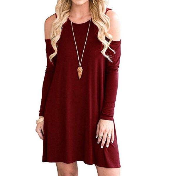 Off-shoulder Long Sleeve Dress - Image 2