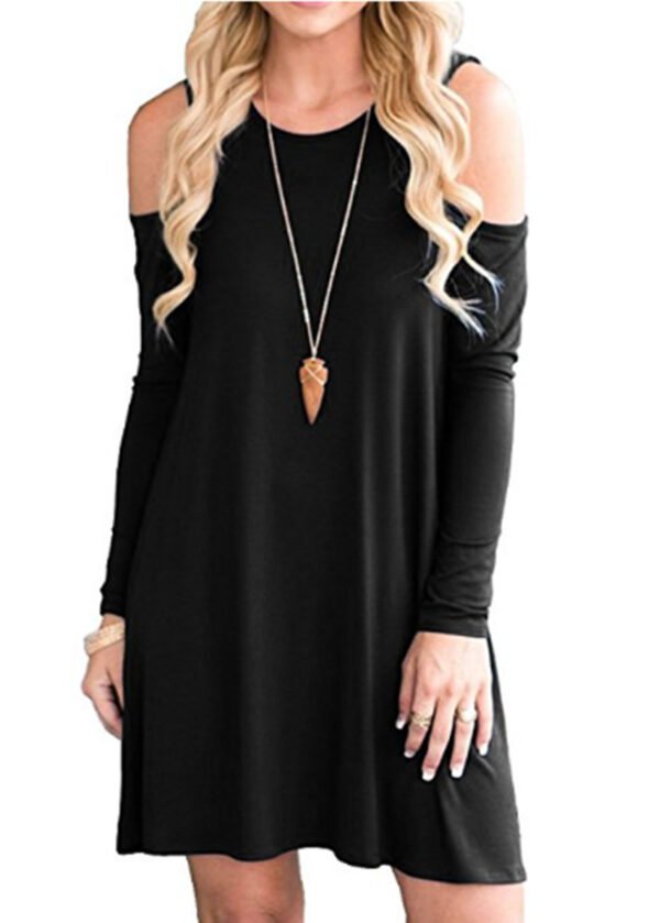 Off-shoulder Long Sleeve Dress - Image 3