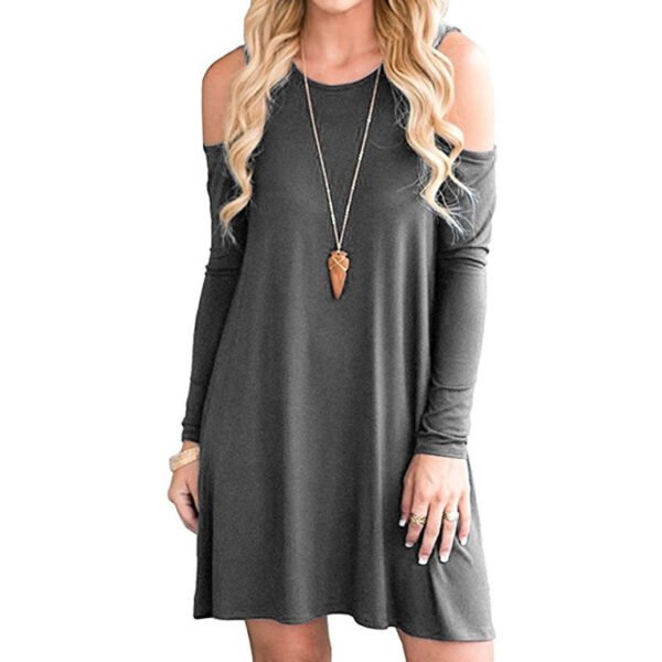 Off-shoulder Long Sleeve Dress - Image 4